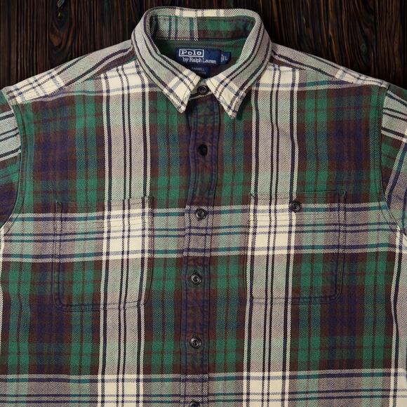 Polo Ralph Lauren Farrell Heavy Twill Shacket Men’s L Tartan Plaid Work Shirt - Picture 2 of 8